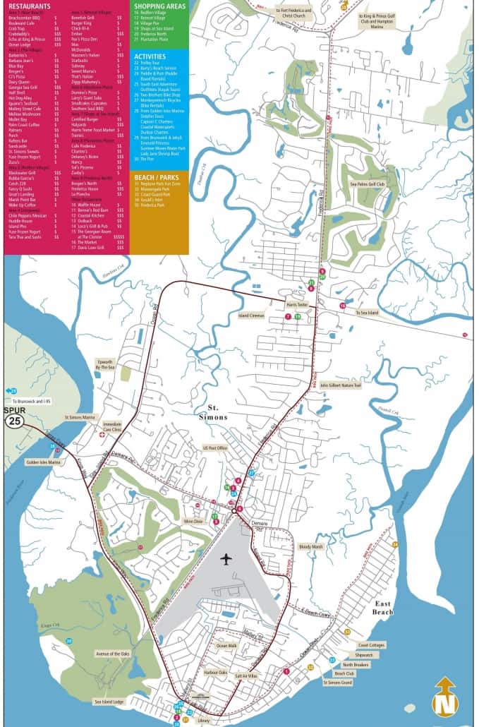 St Simons Island Map, Directions & Transportation Information