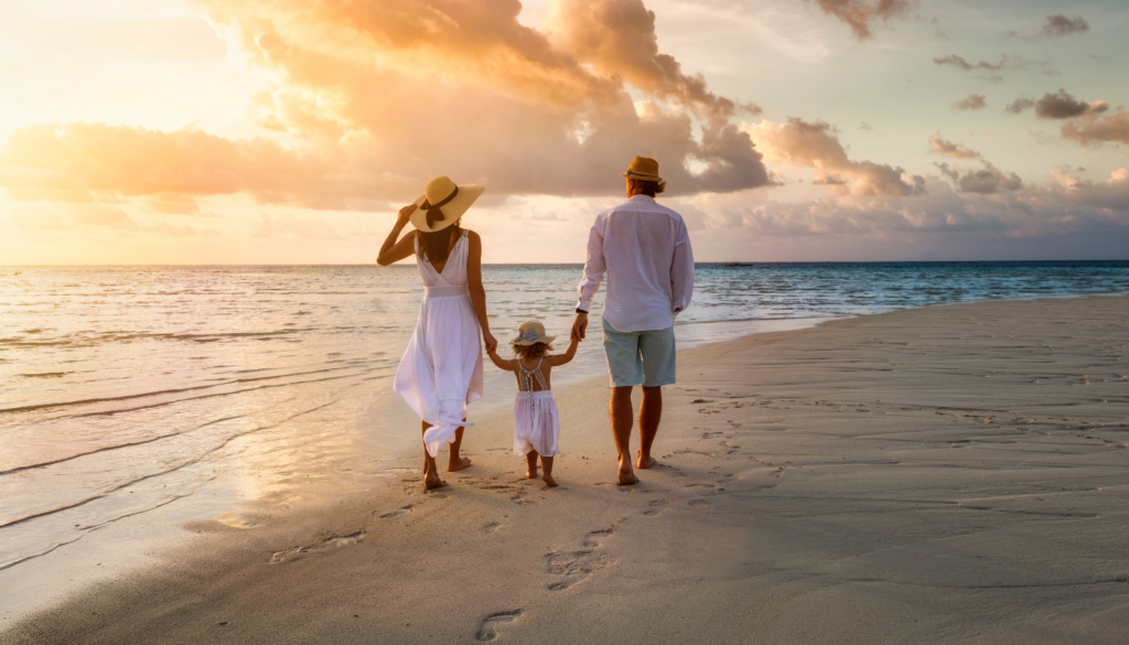 family walking on st. simons island beach