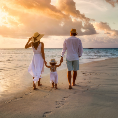 family walking on st. simons island beach