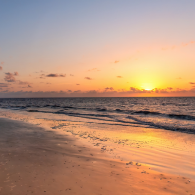 beautiful St. Simons island beach at sunset
