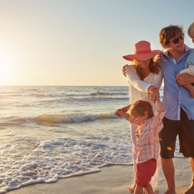 family at the beach during spring on st simons