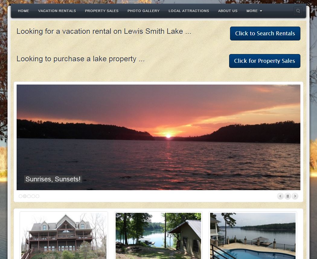 Our New site is Live! Smith Lake Rentals
