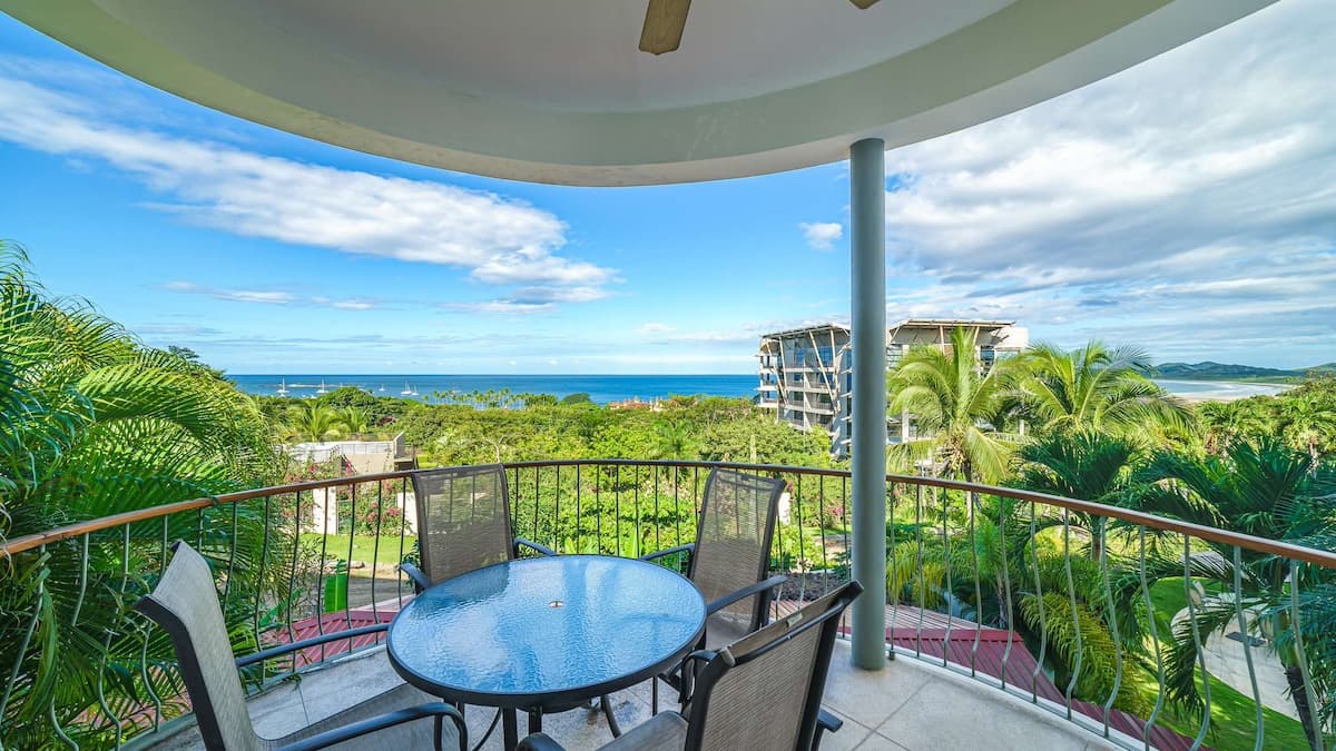 Balcony view from the Monte Perla 8 vacation rental where guests can watch the sunset in Tamarindo Costa Rica