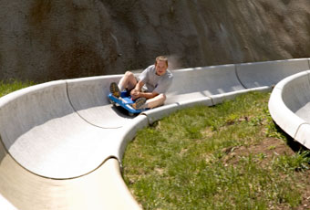 Riding the alpine slide at Breckenridge Ski Resort. Summer fun takes over when the snow melts.