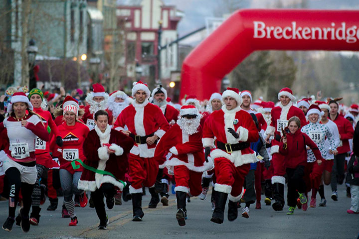 Over 500 Santas run (walk) for the prize at the Race of the Santas. Bring the kids for some Christmas magic.