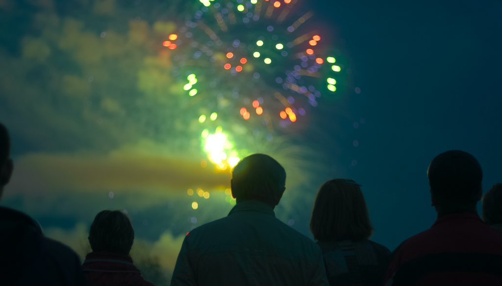group of people watching fireworks