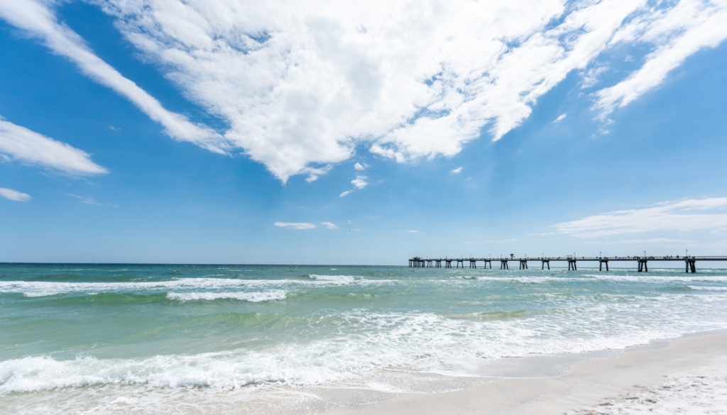 fishing pier and beach on okaloosa island in fort walton beach