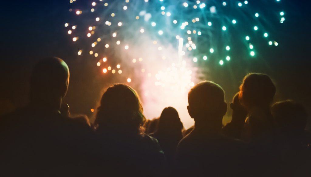 people watching summer fireworks in destin