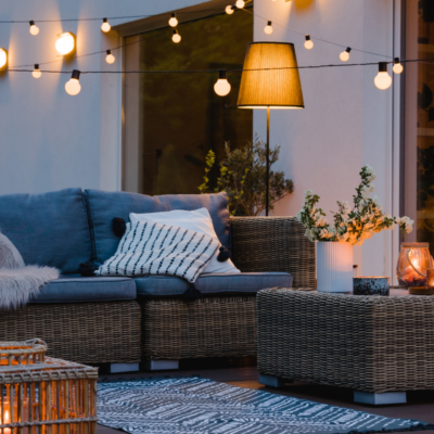 outdoor seating area in a vacation rental
