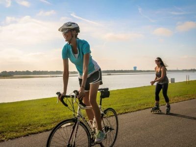 women on bike