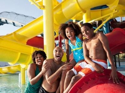 family at water park
