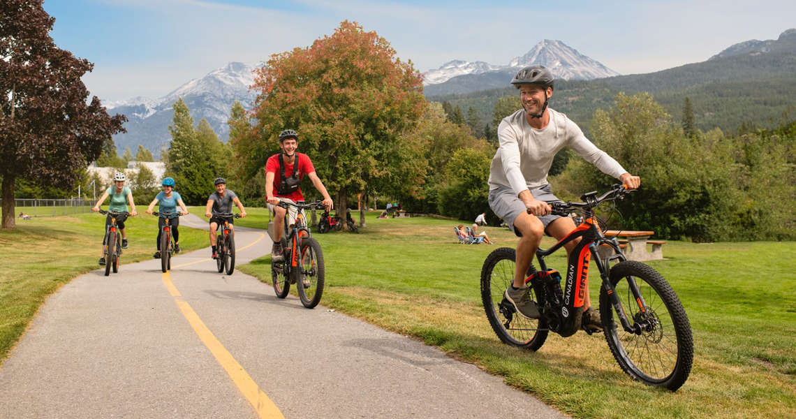 image of electric biking on the road