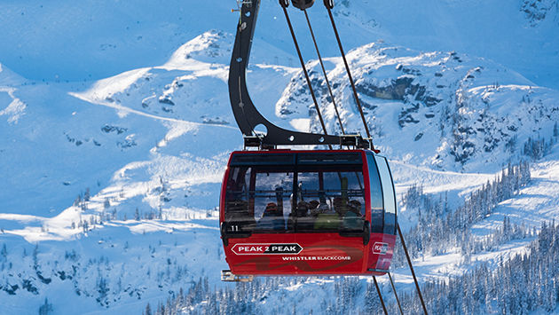 cable car on snowy mountain