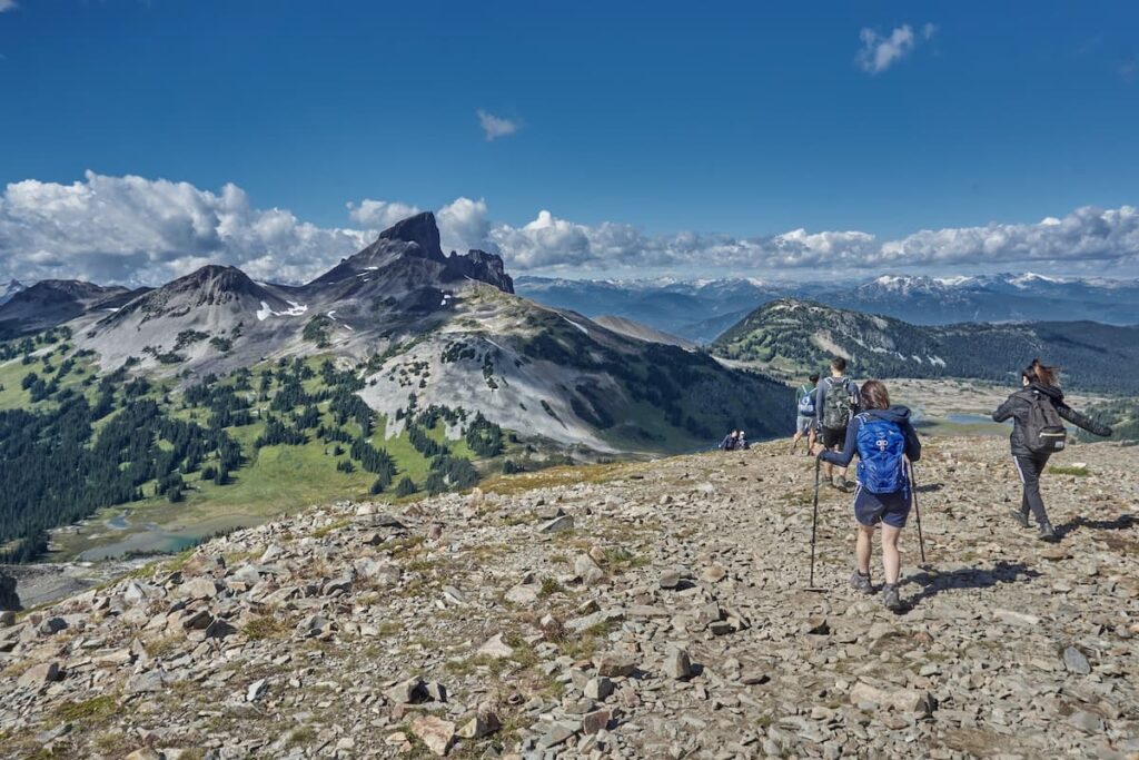 Hikers on top a mountain in Whistler