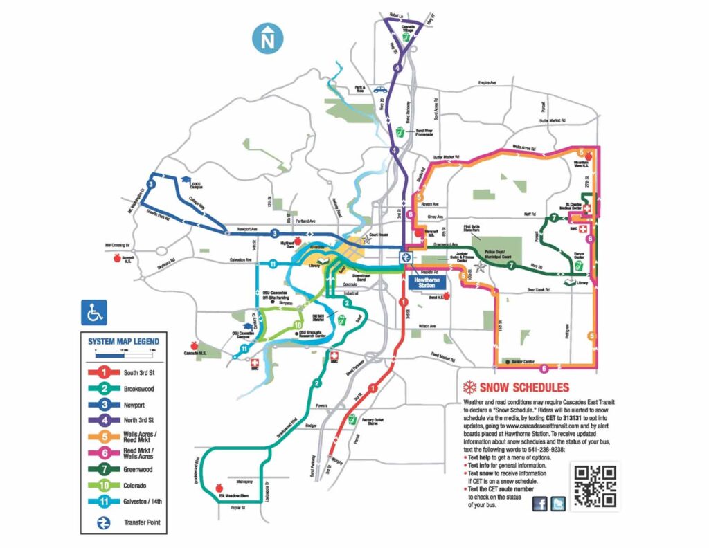 Bend Oregon All Bus Routes Map