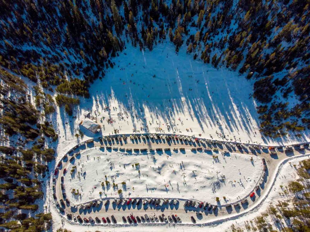 Wanoga Sno-Park Parking Area From Above Looking Down