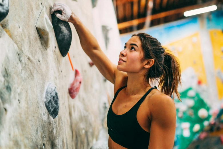 Rock Climber in Gym