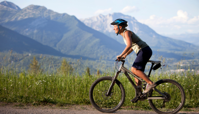 person riding a bike