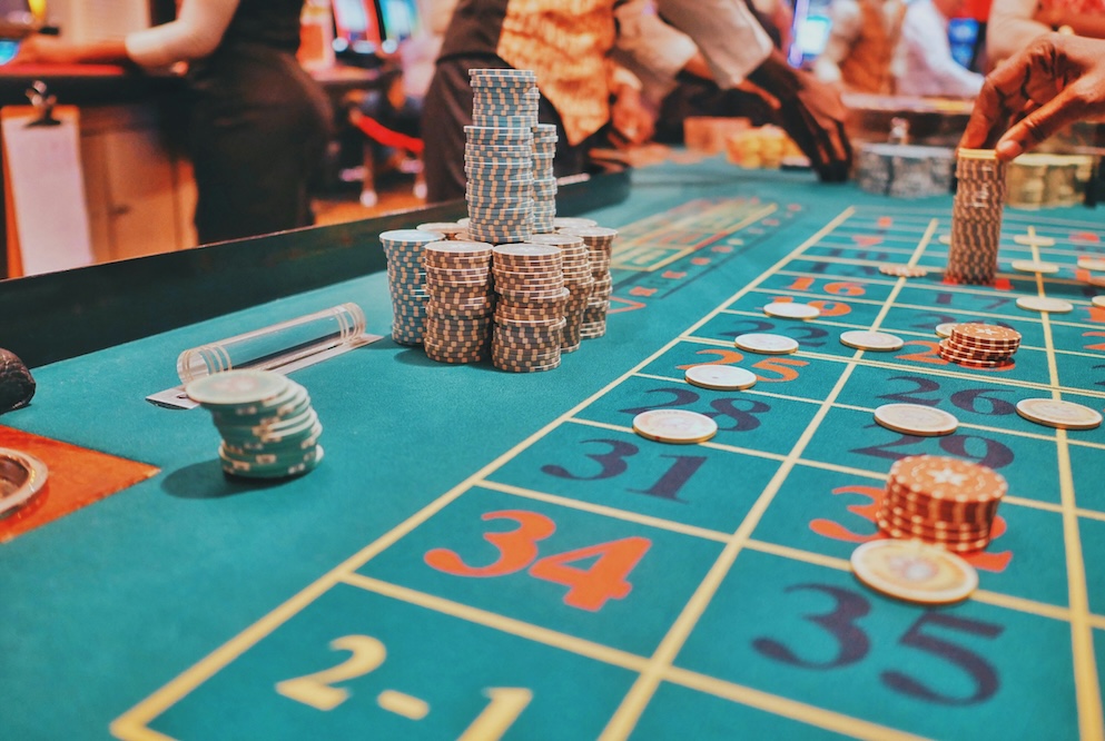 Bingo chips on the table