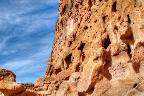 Rock cliff at Bandelier Monument