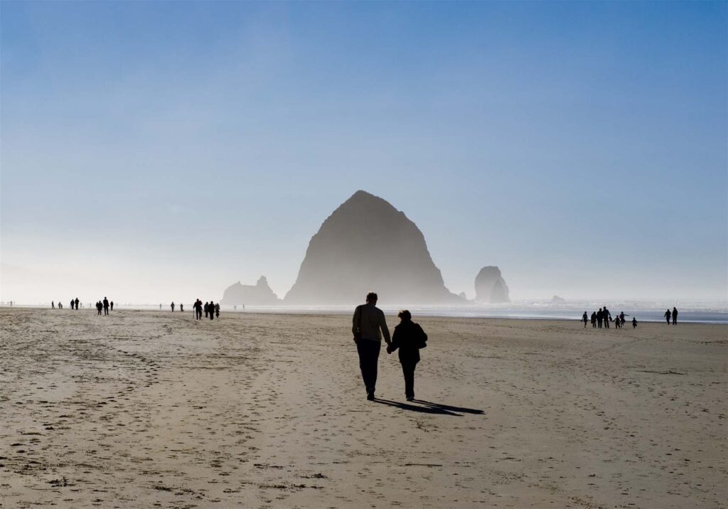 Couple walking on the beach