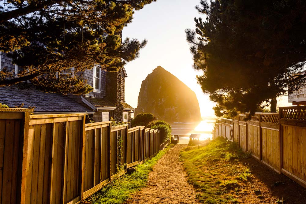 Sunset at haystack rock