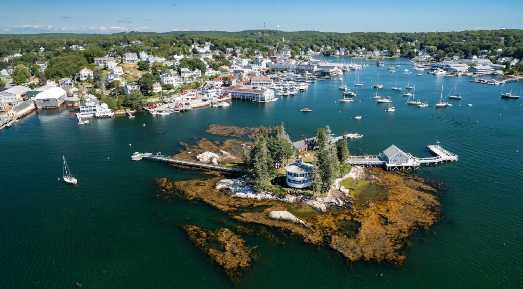 aerial of Boothbay Harbor Maine