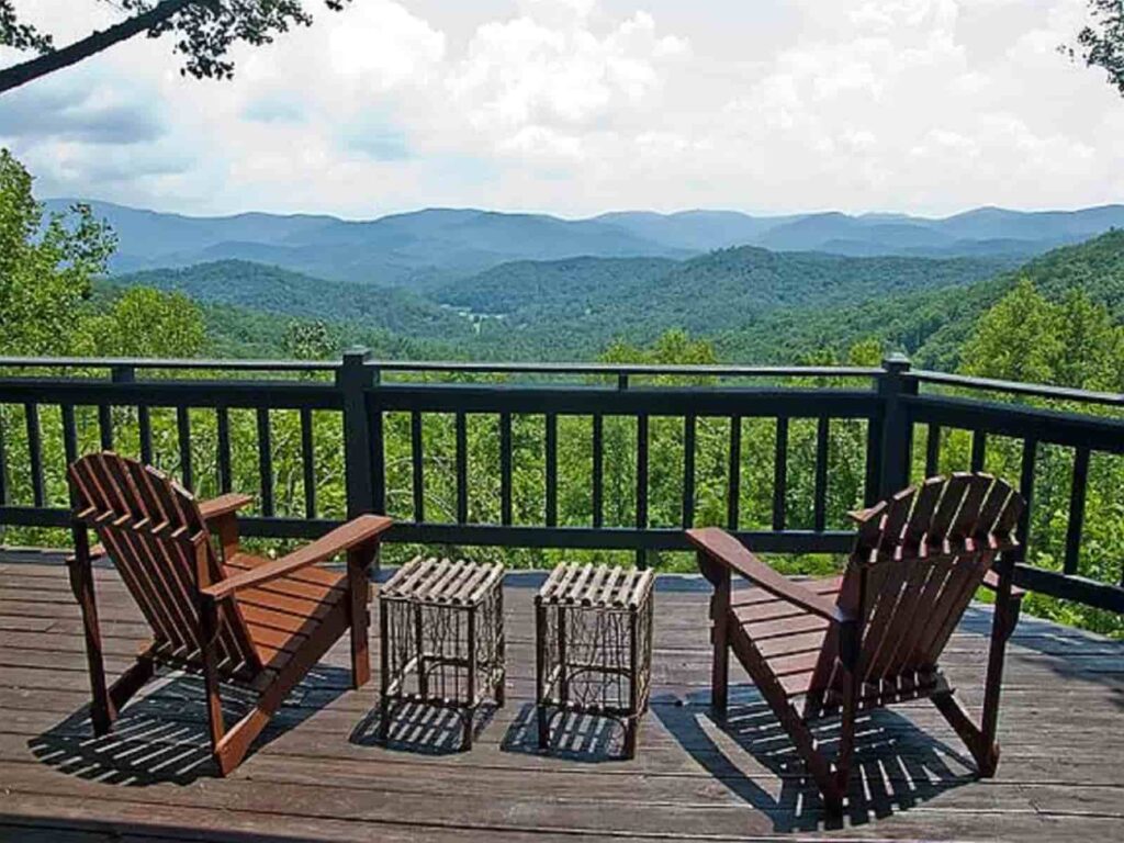 View of the north Georgia mountain views from a Georgia mountain cabin rental
