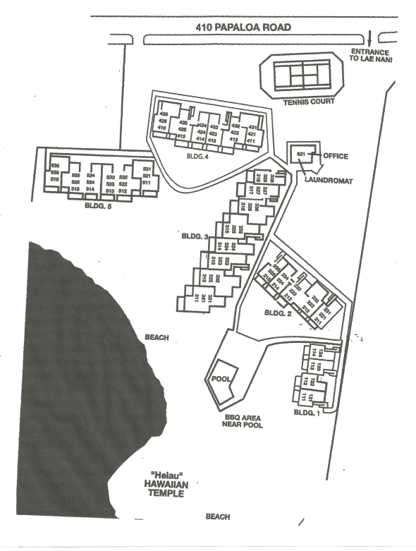 map of Lae nani condos kauai