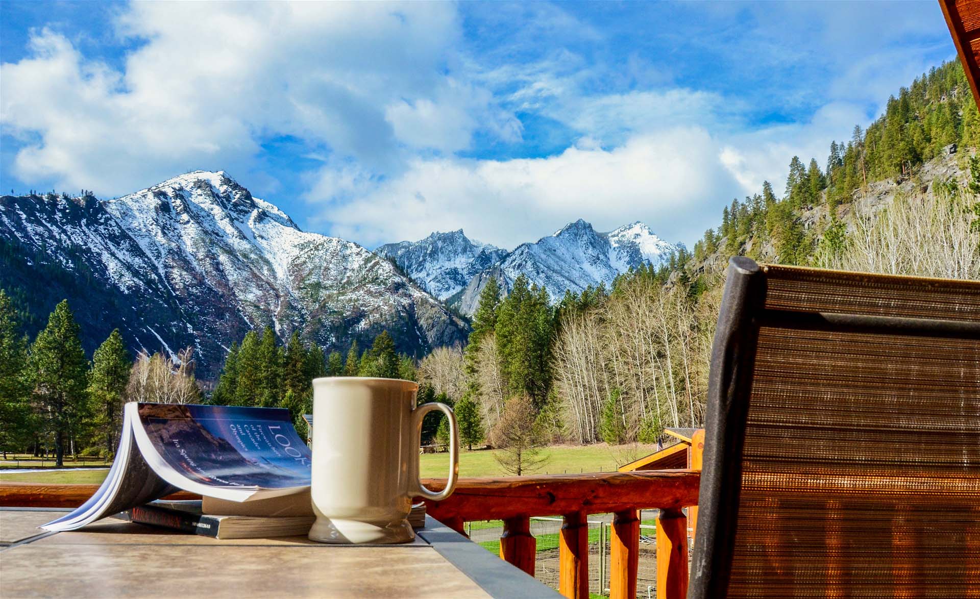 coffee against mountains