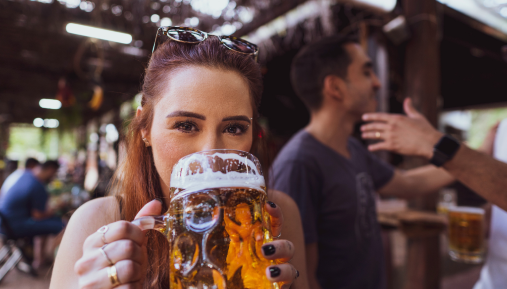 girl drinking a beer