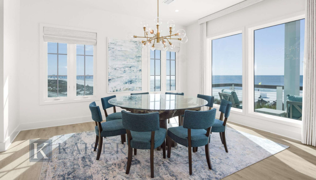 gorgeous dining room in beach house rental