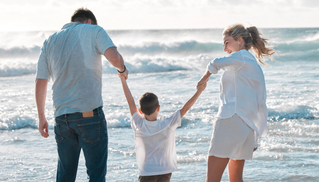 family on the beach in gulf shores