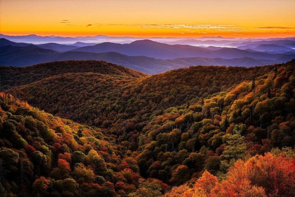 Sunset Over Blue Ridge Mountains