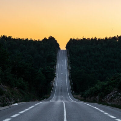 sunset road journey