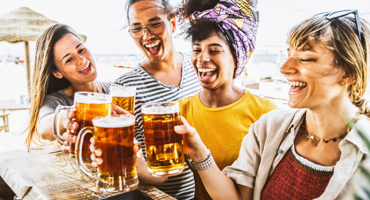 Friends enjoying a craft beer night in Manly