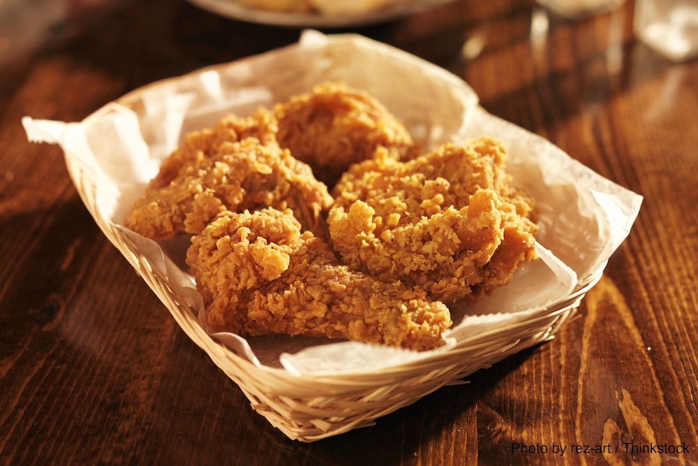 basket of fried chicken at a restaurant