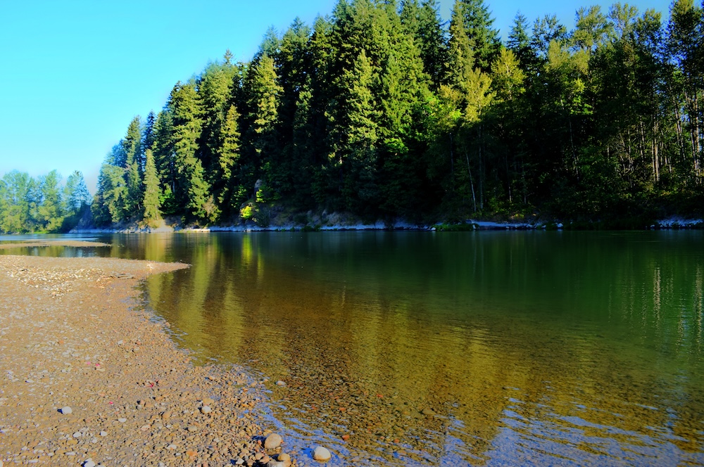 Cowlitz River, summertime in Washington state. 