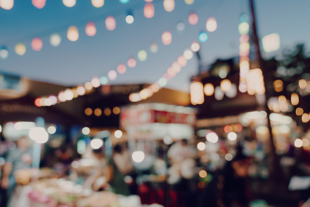 blurry lights at a street festival