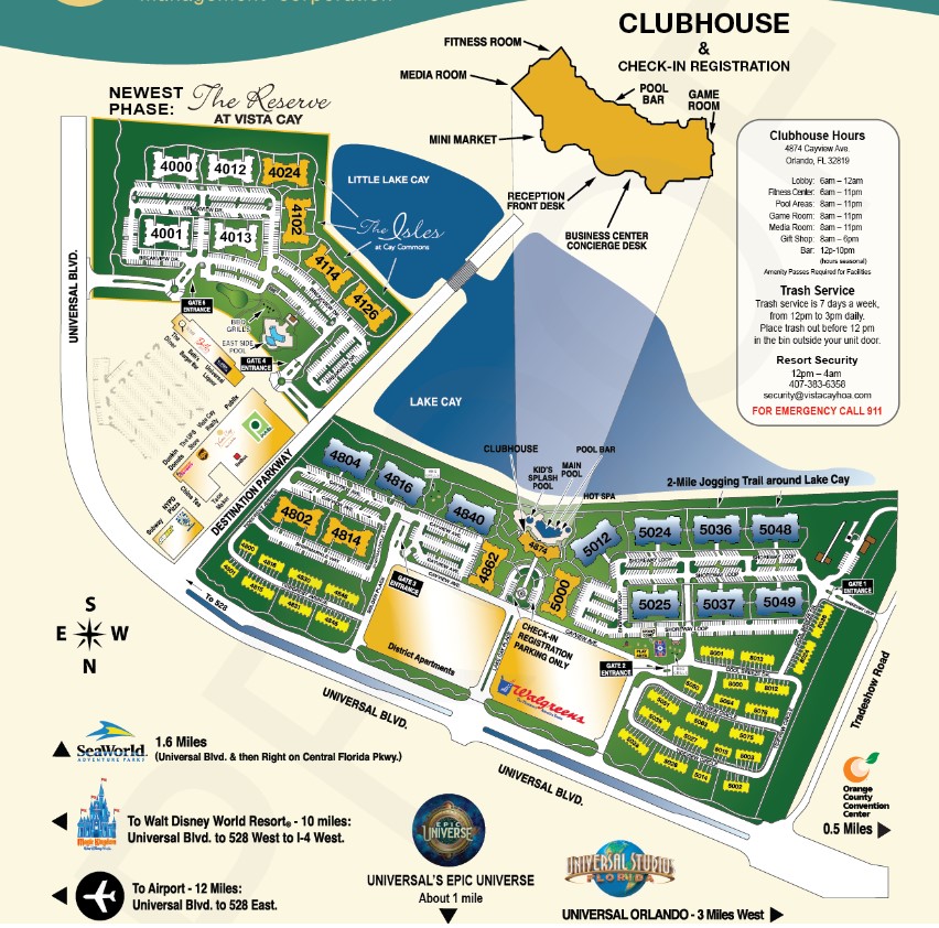 Vista Cay Resort Map in Orlando FL 