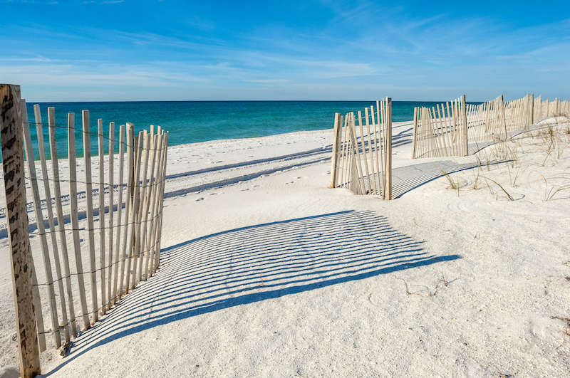 Empty white sandy beach