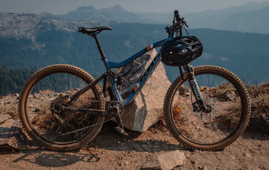 Mountain bike on mountain top Lake Tahoe