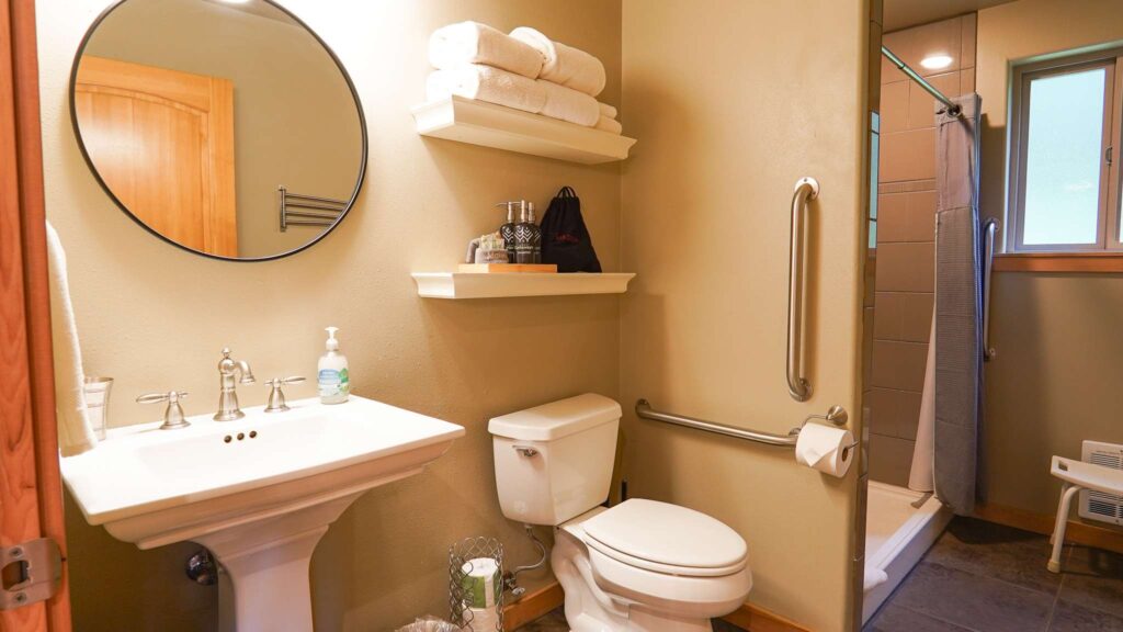 bathroom with accessibility features