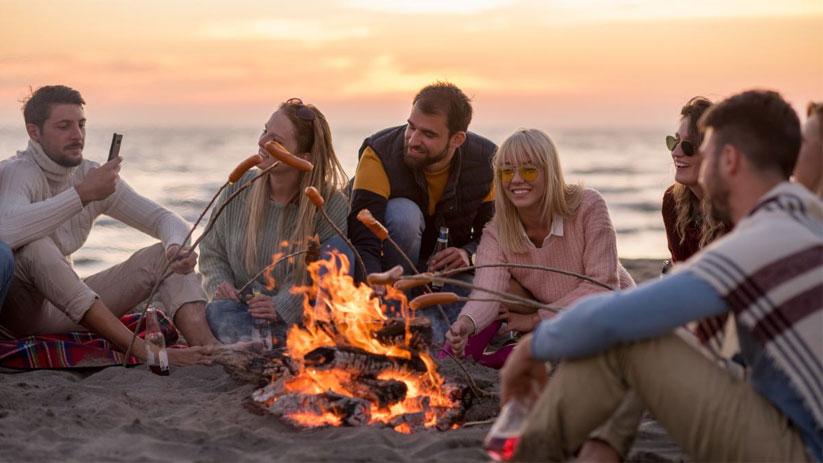 Beach fire with sunset view at Gearhart Beach