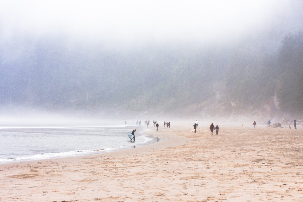 People surfing in Short Sand, Pacific City Oregon