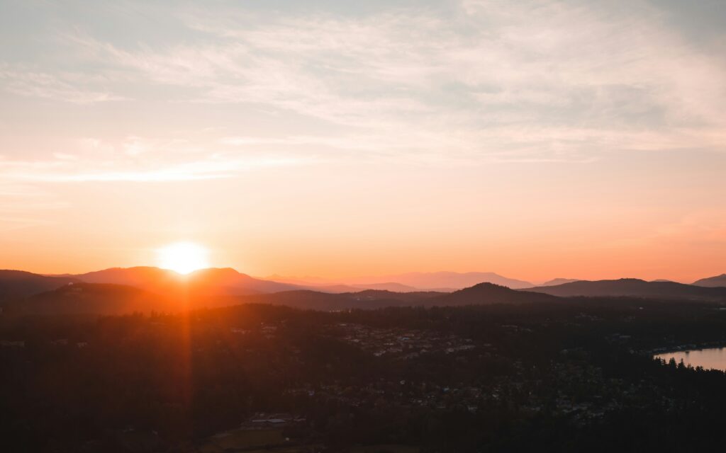 view from a mountain in Victoria BC